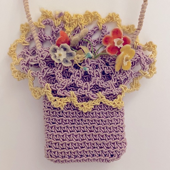 Vintage Crochet Lilac Basket with Flowers - Picture 7 of 7